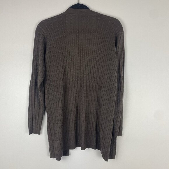 Vintage Women's 100% Silk Cableknit Cardigan Size S Brown Button - Picture 3 of 6